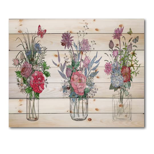 Designart - Bouquets of Wildflowers In Transparent Vases I
